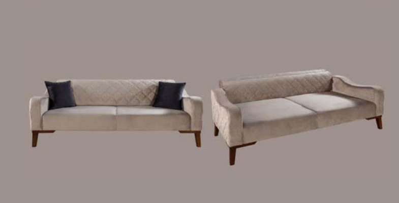 Beige driezits bank Elegante bank Woonkamer meubels Fluweel