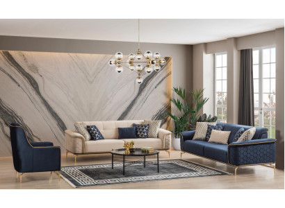 Bankstel set banken bank fauteuils driezits 3+3+1 zits stof groep nieuw
