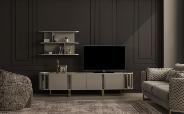 Ovale tv-standaard rtv Lowboard tv-sideboard dressoir woonkamer houten meubels