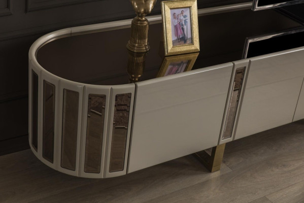 Ovale tv-standaard rtv Lowboard tv-sideboard dressoir woonkamer houten meubels