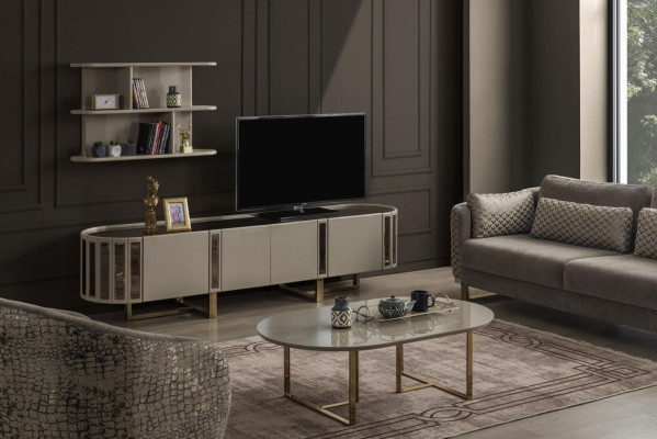 Ovale tv-standaard rtv Lowboard tv-sideboard dressoir woonkamer houten meubels