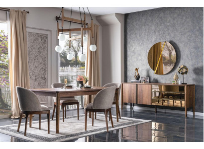 Complete set Eetkamer set Eettafel Dressoir 4x Stoelen Eetgroep Meubels 6-delig.