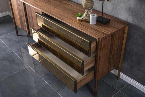 Complete set Eetkamer set Eettafel Dressoir 4x Stoelen Eetgroep Meubels 6-delig.