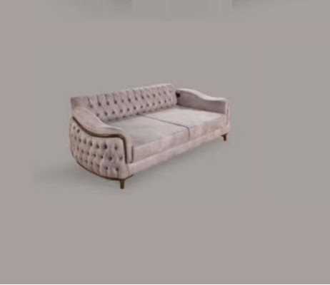 Beige Chesterfield Bank Driezits Zitkussen Bank Meubels Fluweel Hout