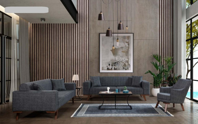 Sofaset 3+3+1 zitplaatsen Designbanken Gestoffeerde bankstellen Grijs Meubels 3-delig