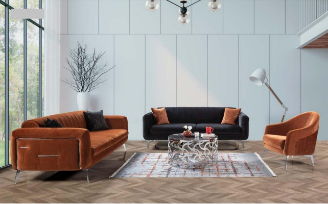 Bankstel 3+3+1 zitsbanken Fauteuils Luxe stof Woonkamer Ontwerp