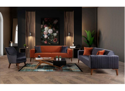 Sofaset bankstel Bankstel Banken 3+3+1 zit Stof 3-delig bankstel set Bekleding Textiel