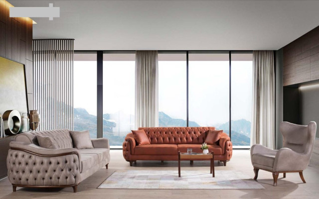 Bankstelbankstellen Compleet bankstel bankfauteuil Orange 3+3+1 zitmeubelen