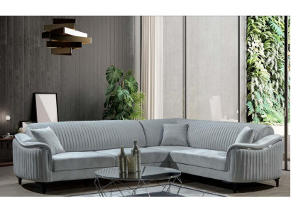 Stoffen hoekbank L-vorm bank gestoffeerde textiel loungeset fluweel grijs 310x240