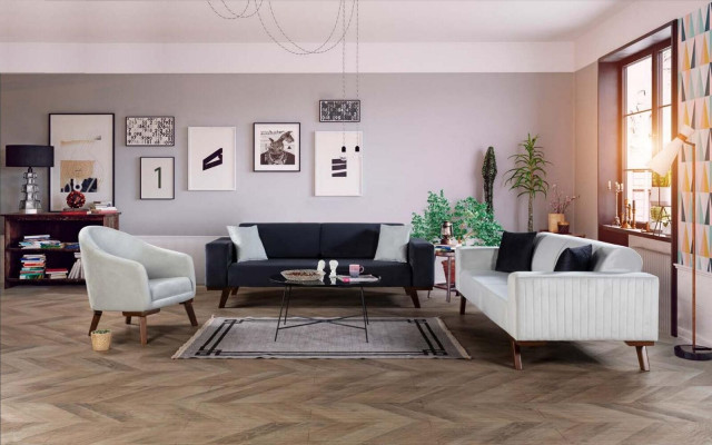 Luxe bankstel Driezits 3+3+1 zitplaatsen Stof Bank Fauteuil Textiel Stijl