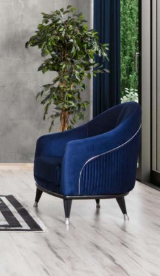Bankstel 3+3+1 zits banken gestoffeerde banken hout grijs blauw fluweel