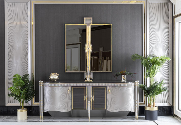 Spiegel Goud Woonkamer Stijl Modern Meubels Wandspiegel Ontwerp Elegant Nieuw