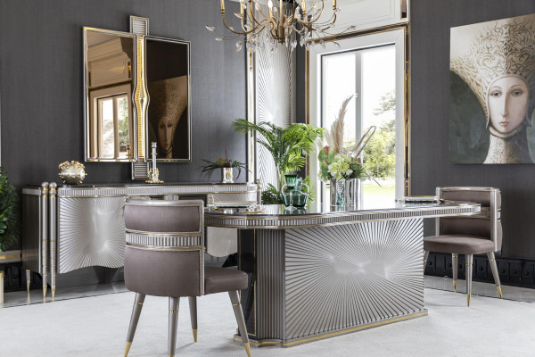 Spiegel Goud Woonkamer Stijl Modern Meubels Wandspiegel Ontwerp Elegant Nieuw