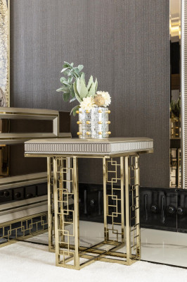 Bijzettafel Grijs Modern Houten Ontwerp Woonkamer Meubels Luxe Elegant Tafel