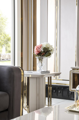 Bijzettafel Wit Woonkamer Metaal Glas Nieuw Modern Ontwerp Meubels Luxe