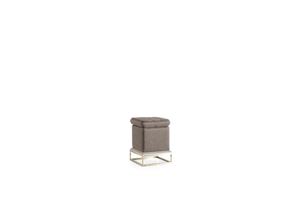 Poef Grijs Elegant Houten Meubel Modern Design Luxe Mooi Slaapkamer