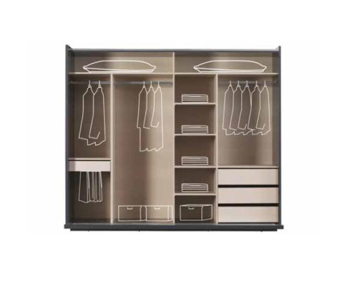 Modern slaapkamer set grijs Bed 2x Nachtkastje Kledingkast Commode 5-delig.