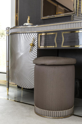 Poef Bruin Rond Elegant Houten Meubels Modern Ontwerp Prachtig Slaapkamer