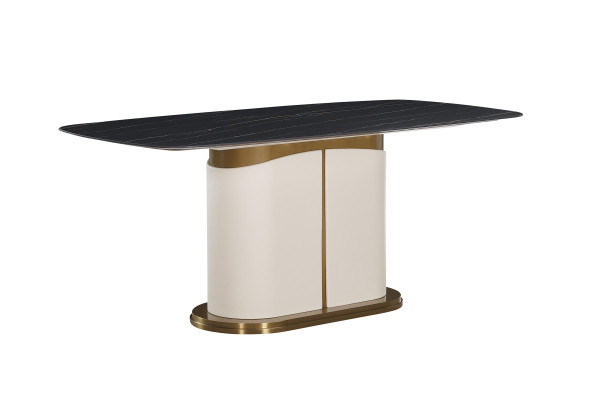 Ontwerper eettafel Luxe eetkamertafels Gestoffeerd houten leren tafel Ovaal meubilair