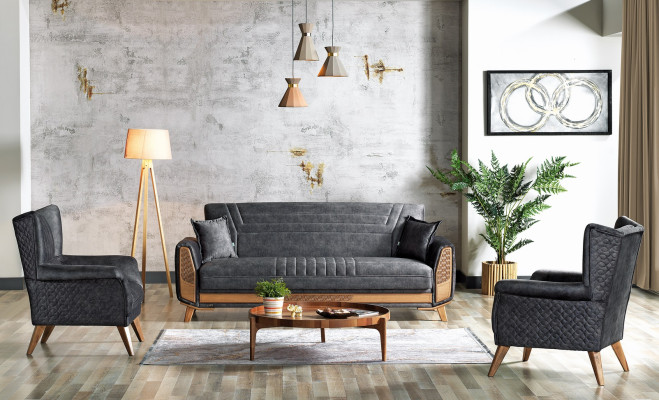 Ontwerp moderne woonkamerset bankstel 3+3+1 grijs woonkamer meubelset