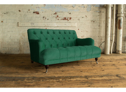 Chesterfield 2-zits gestoffeerde bank lederen bank modern stijl groene stof