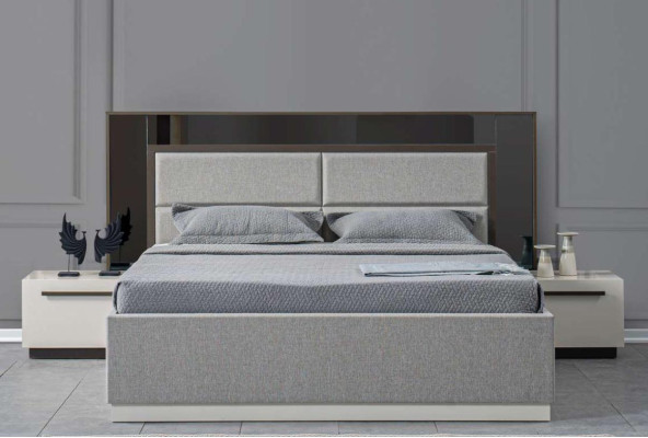 Bed + 2x bedside tables 5-piece bedroom designer luxury furniture modern set