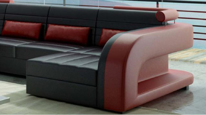 Leren bank met USB-bekleding hoekbank woonlandschap gestoffeerde bank Bergamo bank