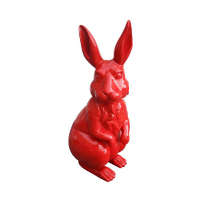 Tuindecoratie rode Haas standbeeld figuur Deco beelden sculptuur figuren 220 cm