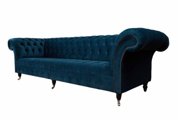 Blauwe Chesterfield bankstel bankstel bekleding set zithoek 3+1+1