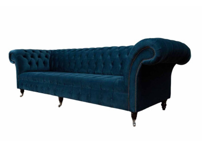 Blauwe Chesterfield bankstel bankstel bekleding set zithoek 3+1+1
