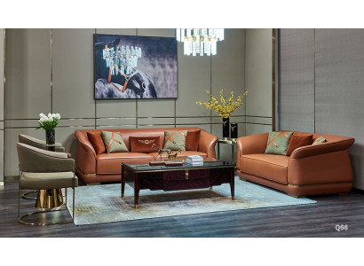 Moderne bankstel set 3+2 zits design leren bankstel bank leer oranje