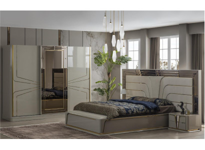 Garnituur Slaapkamer Tweepersoonsbed Luxe Bed Modern Bruin Set 4 dlg Nieuw