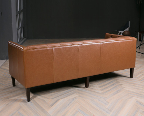 Mannen Club Chesterfield Bank Bank Lederen Bekleding Driepersoons Bruin