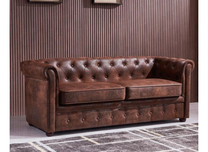 Luxe Chesterfield bankstel van kunstleer voor de woonkamer