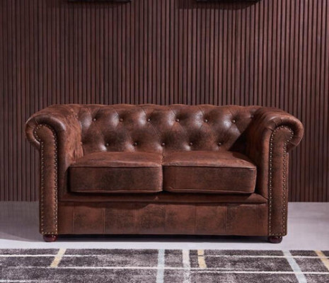 Luxe Chesterfield bankstel van kunstleer voor de woonkamer