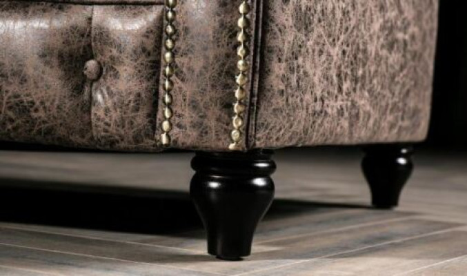 Mens Club Chesterfield Sofa Bank Leder Bekleding Driezitter Bruin NIEUW