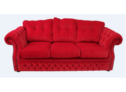 Rood Chesterfield stoffen gestoffeerde driezits woonkamerbankontwerp
