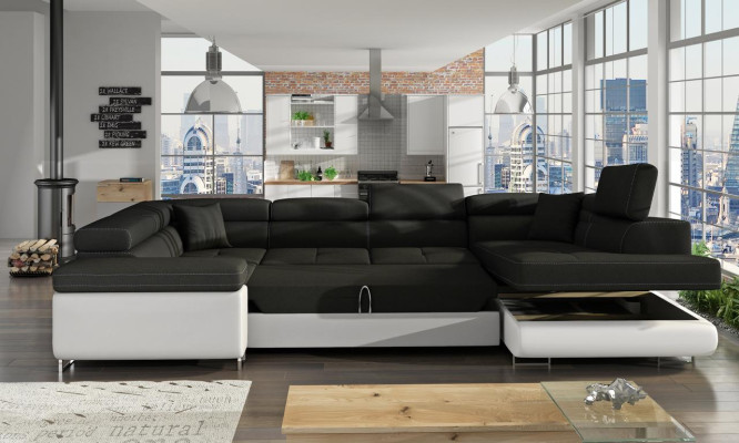 Ontwerp hoekbank slaapbank bedfunctie bank leer bekleding textiel sofa's nieuw 5625