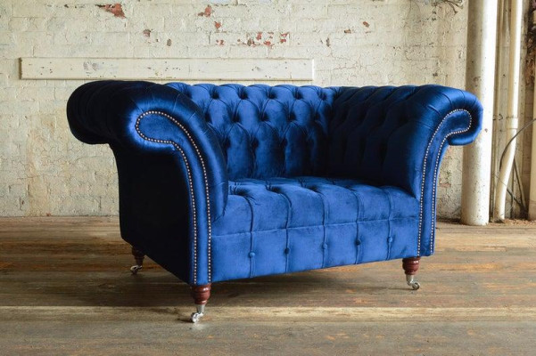 Chesterfield Fauteuil Televisie Bank 1-Zits Sofa Textiel Stof Banken Kussen #4