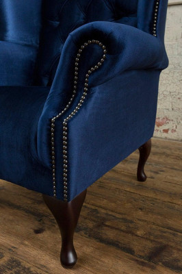 Chesterfield oorfauteuil fauteuil 1-zits gestoffeerde bank sofa relax tv nieuw #1