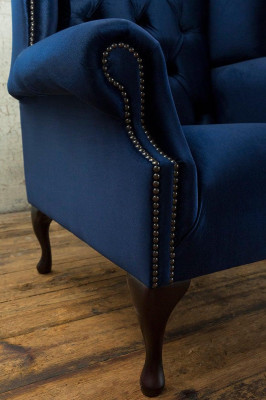 Chesterfield oorfauteuil fauteuil 1-zits gestoffeerde bank sofa relax tv nieuw #1