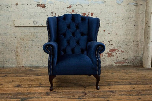 Chesterfield oorfauteuil fauteuil 1-zits gestoffeerde bank sofa relax tv nieuw #1