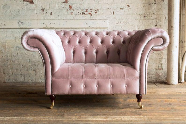 Chesterfield Design Sofa Fauteuil Bankstel Bekleding Luxe Textiel Banken 1-Zits #133
