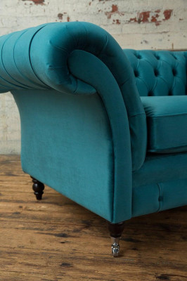 Chesterfield fauteuil televisiebank 1-zits stoffen sofa bankstel bekleding 136