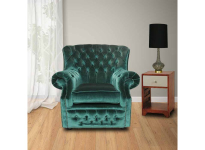 Chesterfield fluwelen groene oorfauteuil 1-zits fauteuil sofa bank televisiestoel nieuw