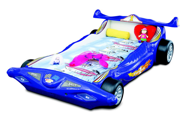 Blauw raceauto kinderbed Formule 1 kinderbed houten frame luxe meubels