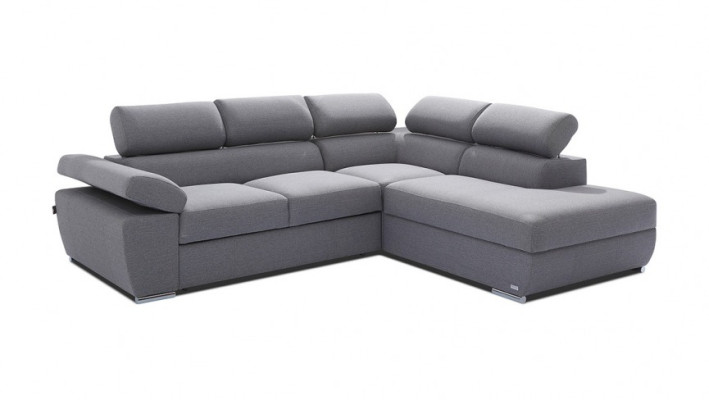 Bedframe met bedfunctie hoekbank stof L-vorm bank design stoffering textiel modern