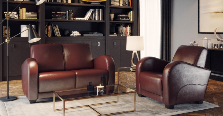 100% Italiaanse lederen sofa set 2+1 zitsbank design bekleding modern