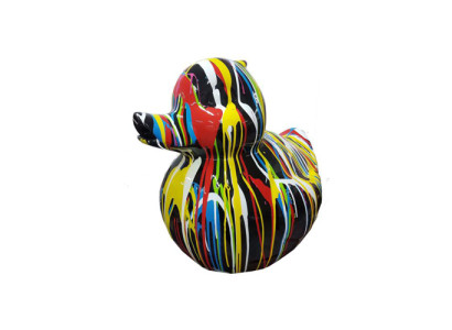 Abstracte decoratieve figuur beeldhouwwerk 60 cm figuren beelden eend bont beschilderd 60cm