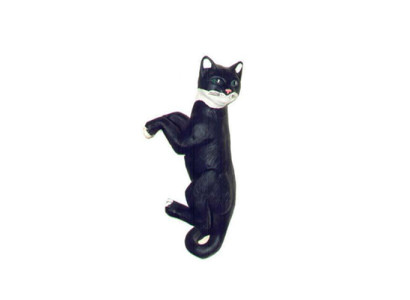 Decoratie tuin plastic figuren handgeschilderde figuur standbeeld kat hangend 60cm